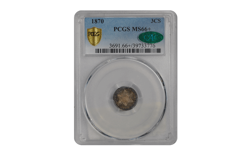 1870 3CS Three Cent Silver PCGS  (CAC) #2774-1 MS66+