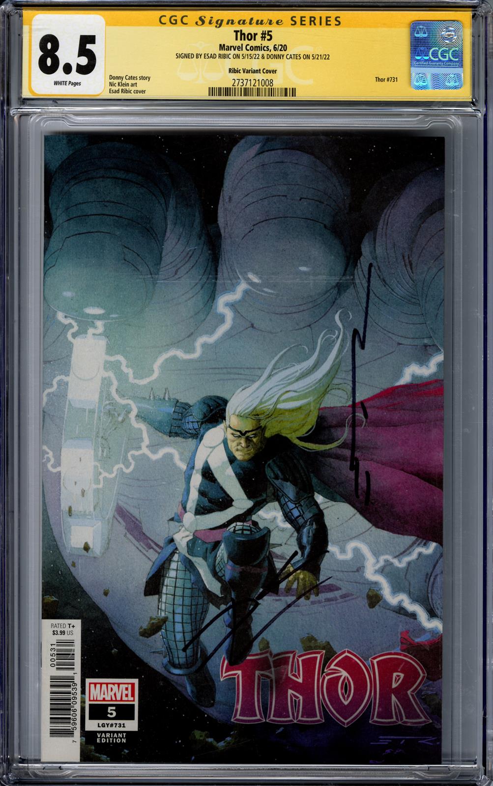 Thor #5 Marvel Comics 6/20Signed by Esad Ribic and Donny Cates CGC Signature Series 8.5