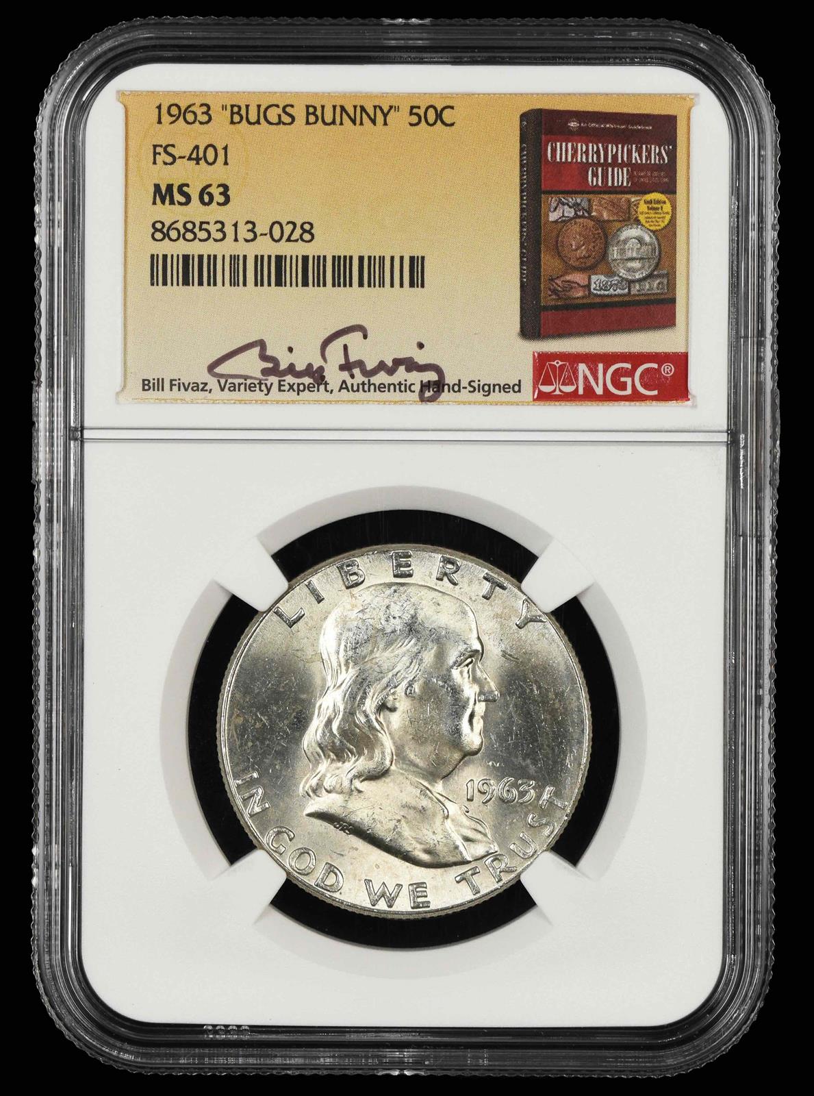 1963 Bugs Bunny 50c FS-401 Bill Fivaz Signature Label NGC  MS63