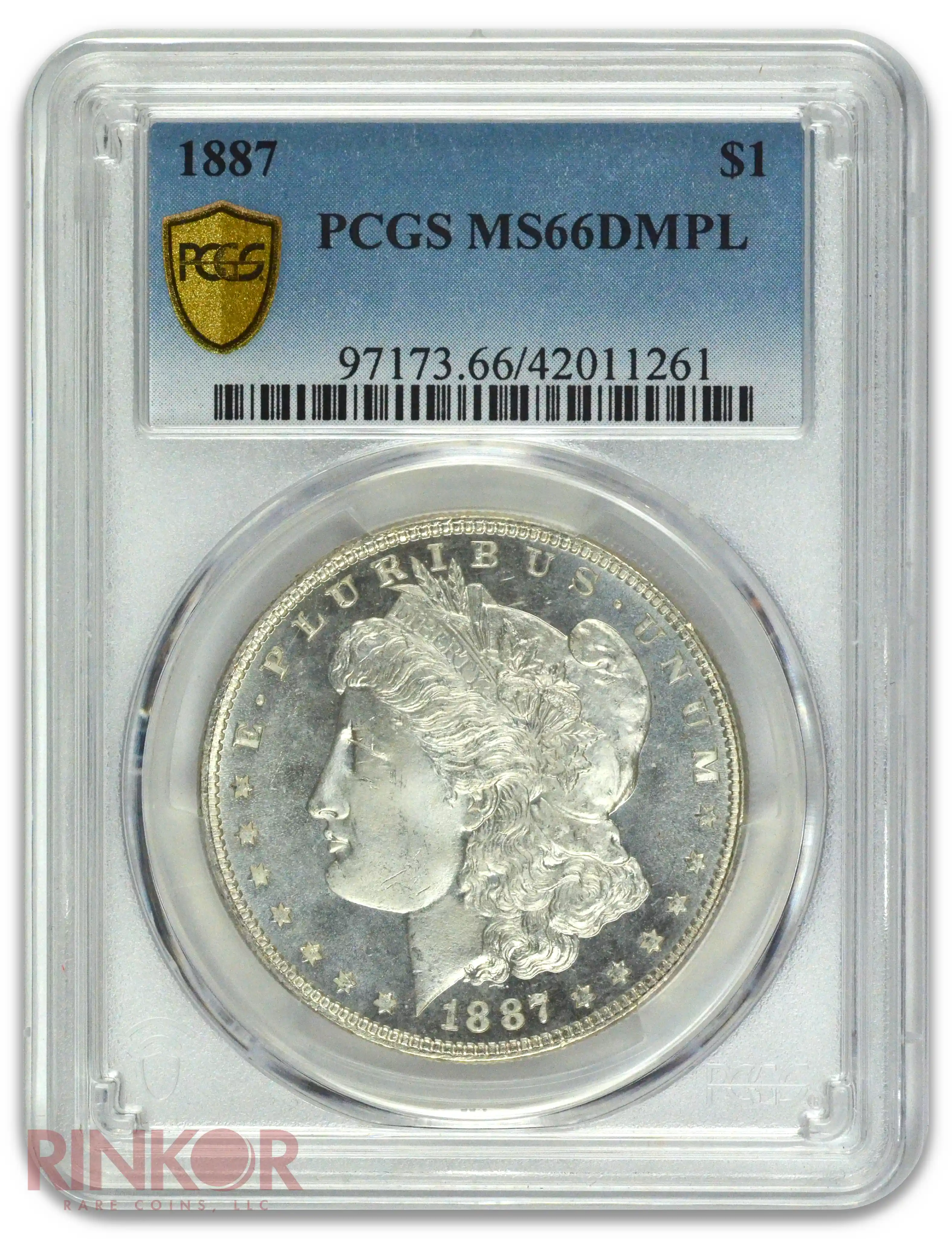 1887 $1 Morgan Dollar PCGS MS 66 DMPL