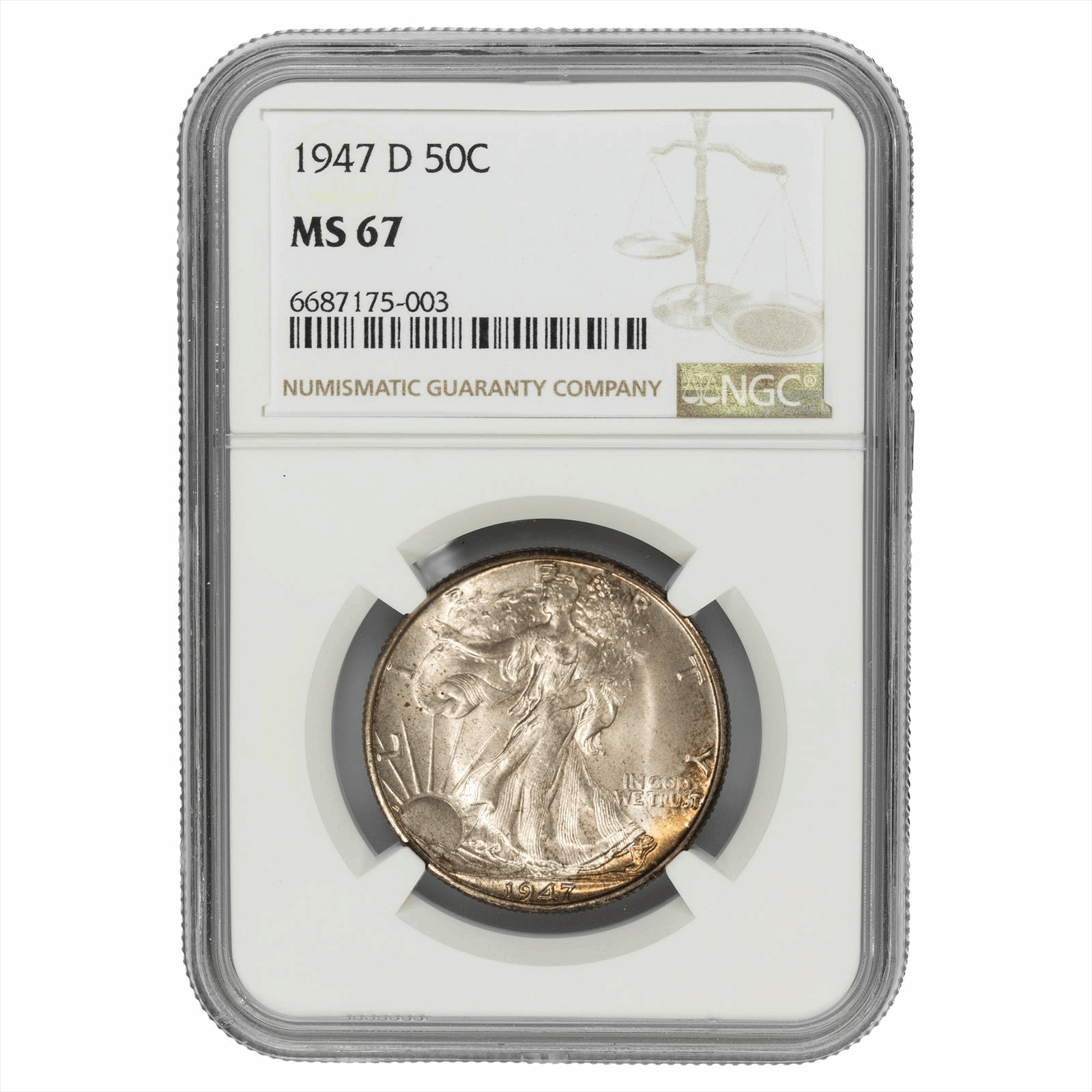 1947-D Walking Liberty Half Dollar 50C NGC MS 67