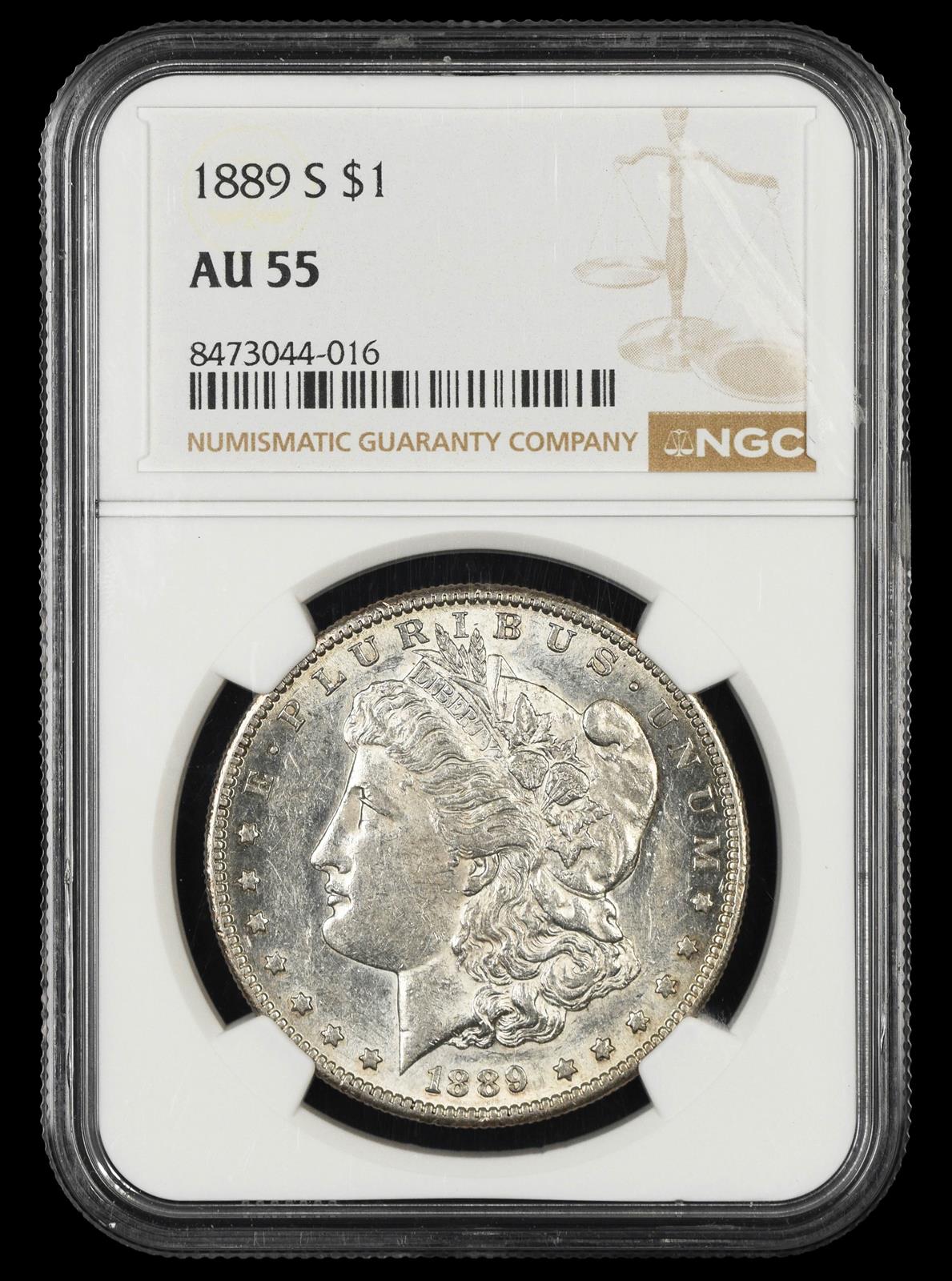 1889 S $1 NGC AU-55