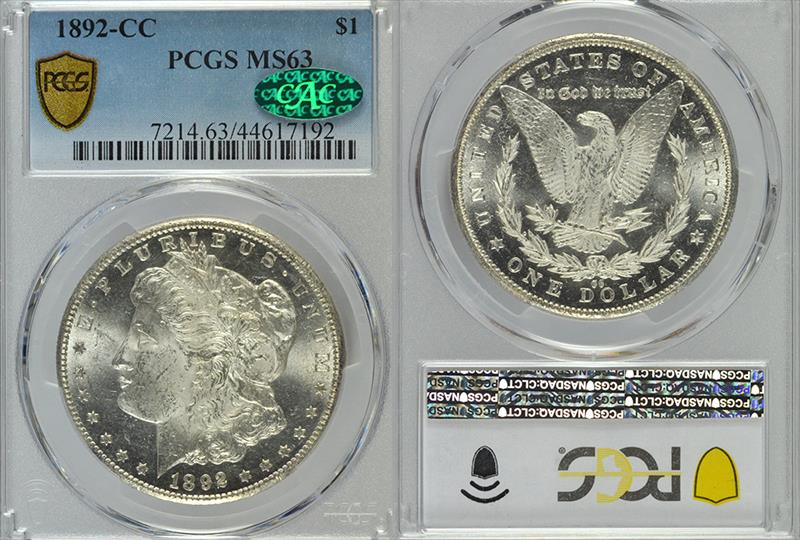 1892-CC $1 PCGS MS 63 CAC