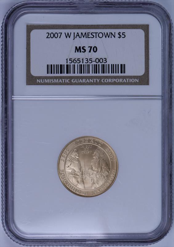 2007-W Jamestown $5 Gold Commemorative NGC MS70  MS 70