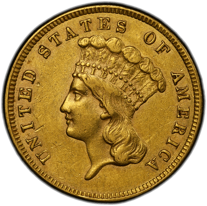 1860 $3 PCGS AU-53 CAC