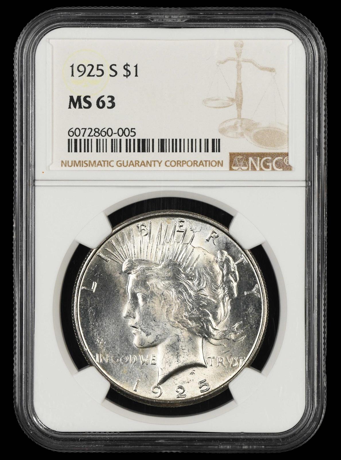 1925 S $1 NGC MS63