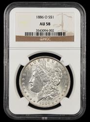 1886 O $1 NGC AU58