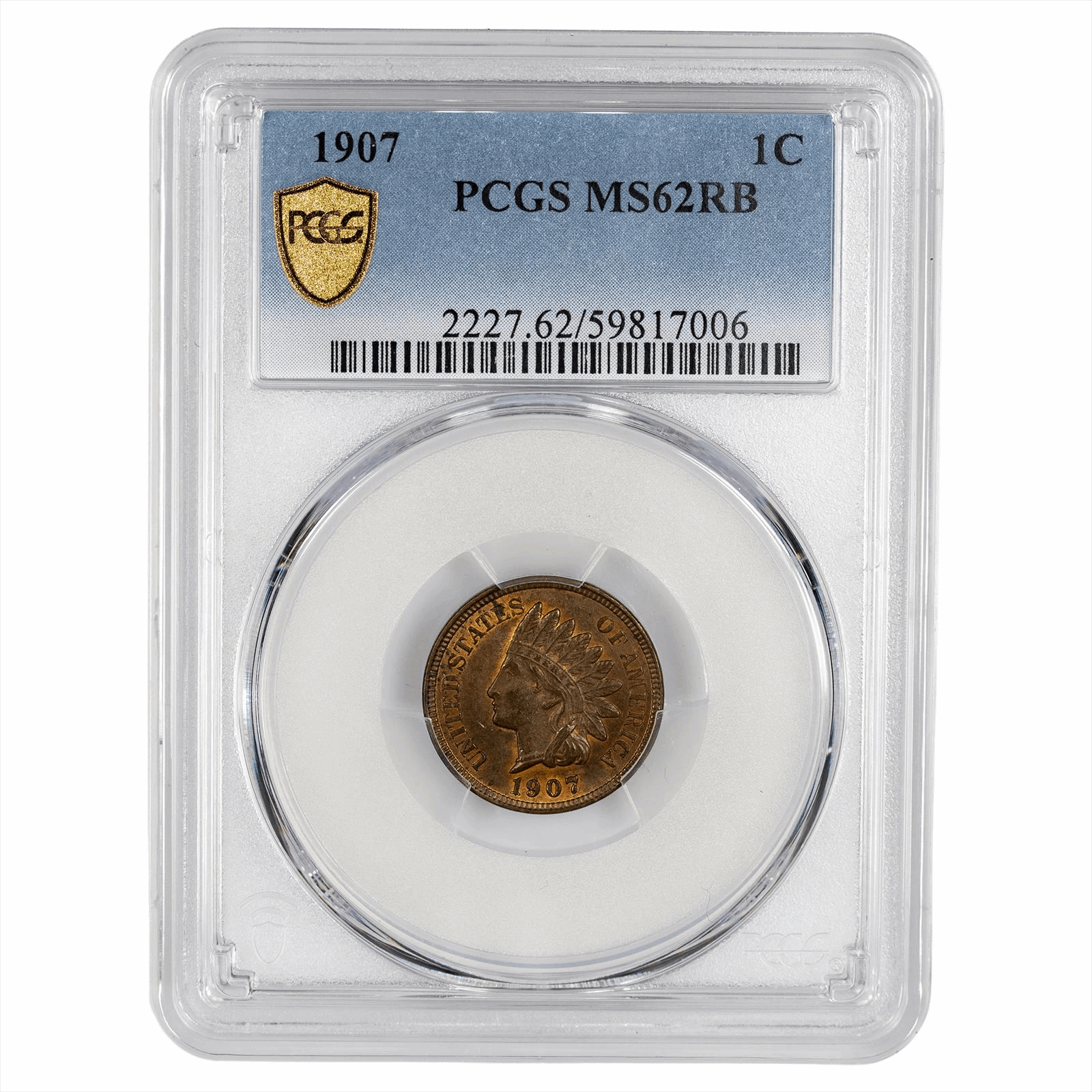 1907 Indian Head Cent 1C PCGS MS 62 RB