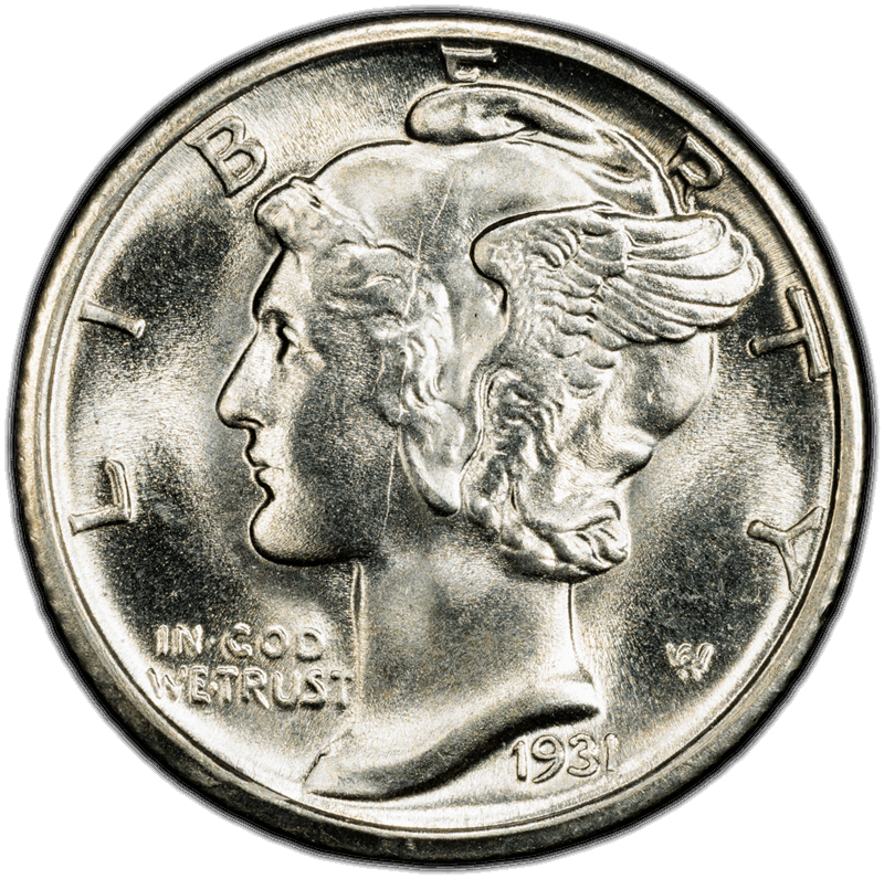 1931-D 10C PCGS MS 67 FB CAC