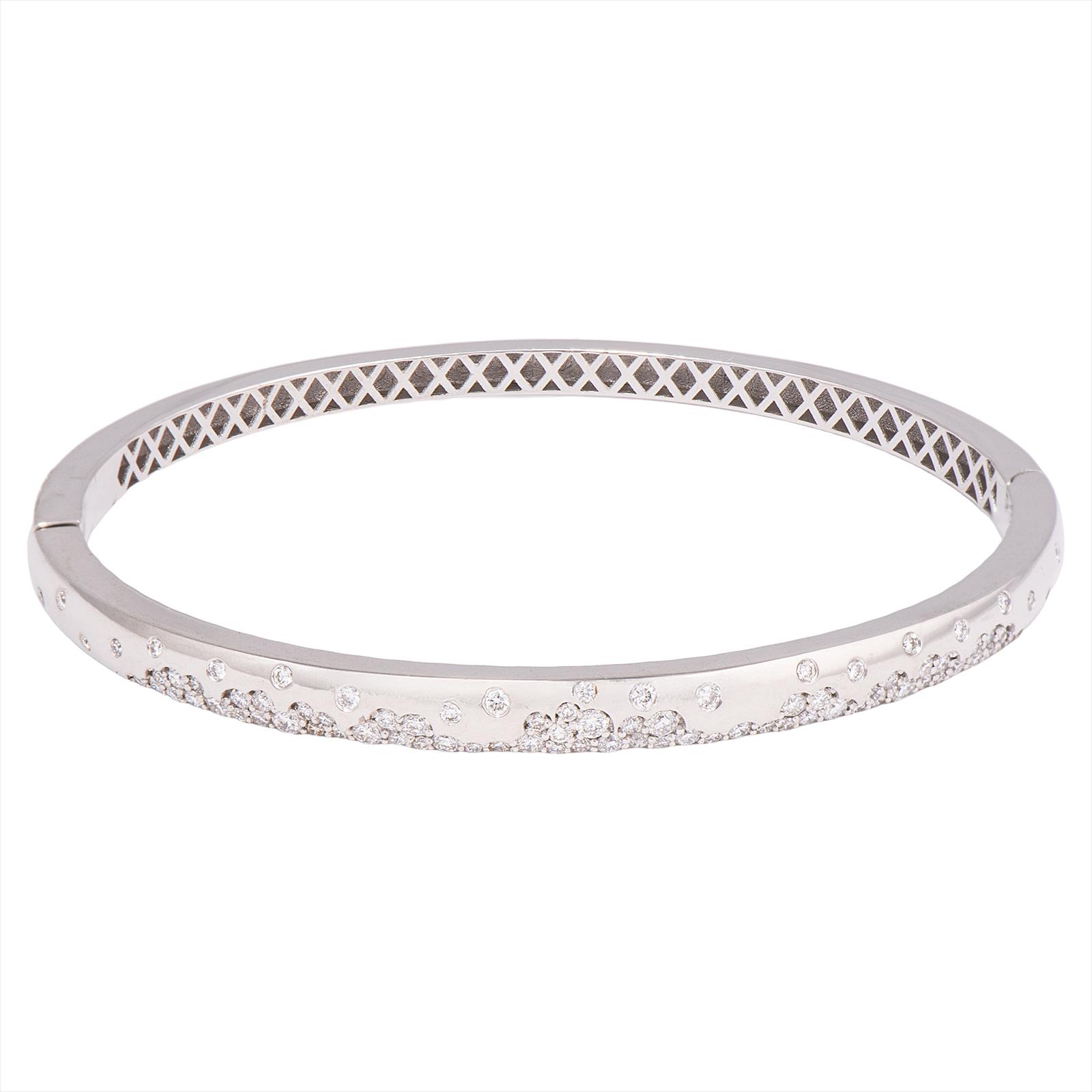 Ladys 18K White Gold Bracelet with Diamonds Approx. 1.50 CWT 5.3mm Wide 