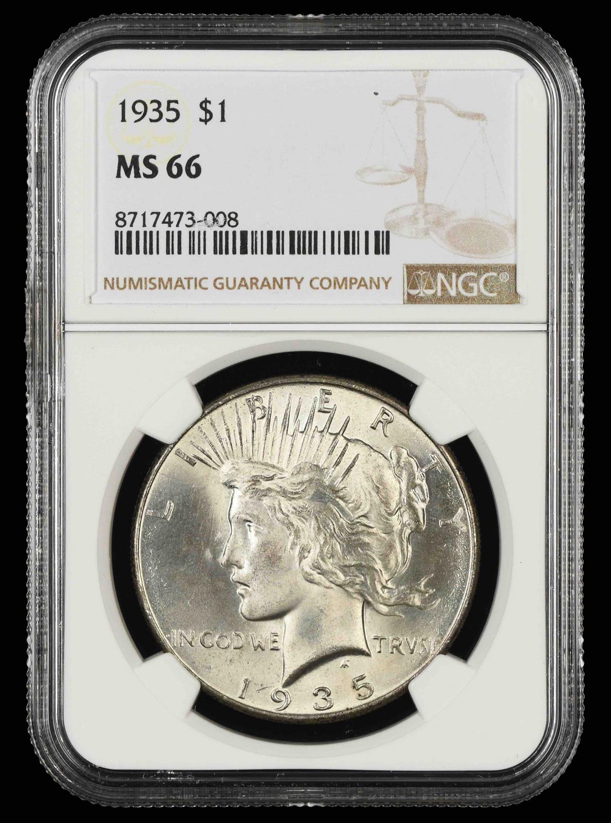 1935 $1 NGC  MS66