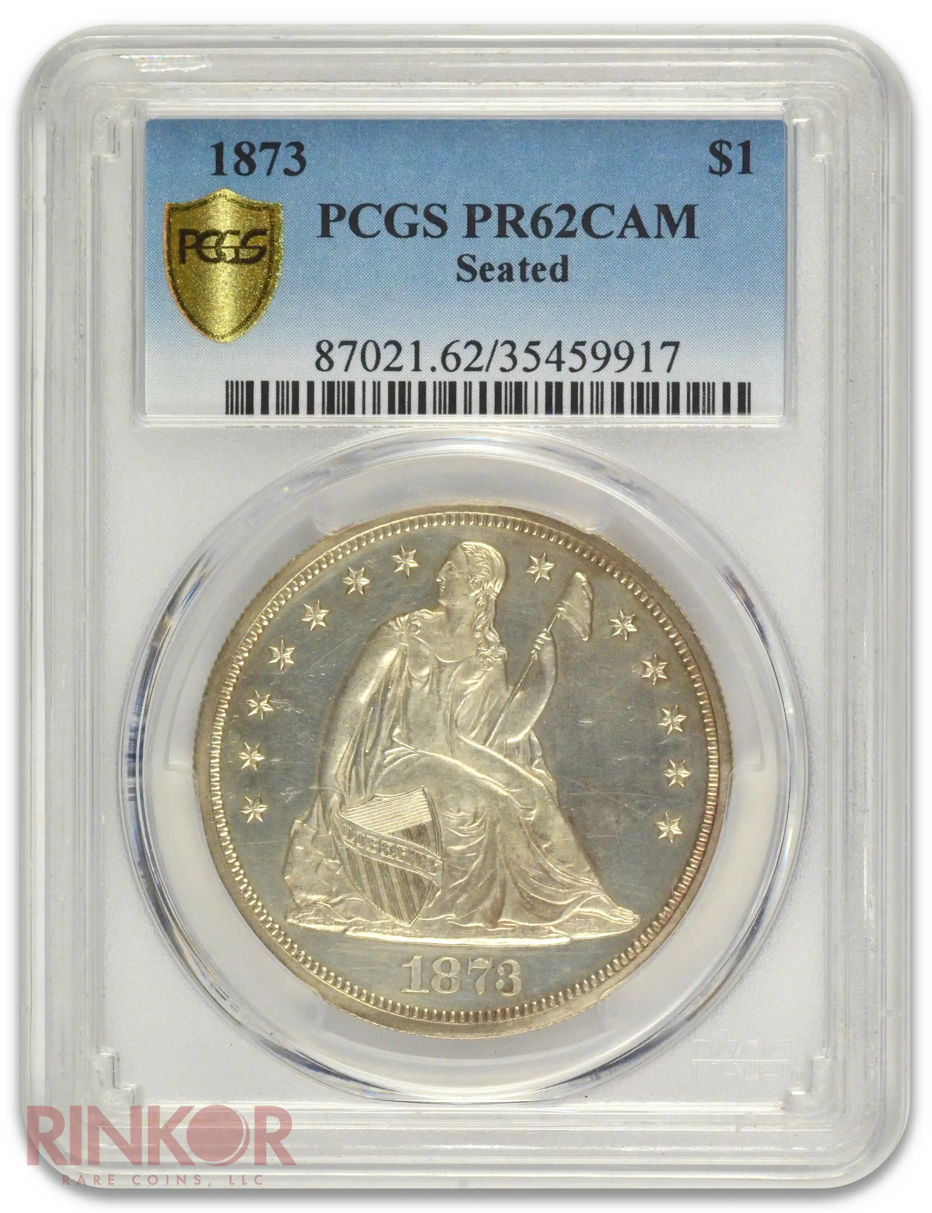 1873 $1 Seated Dollar PCGS PR 62 CAM