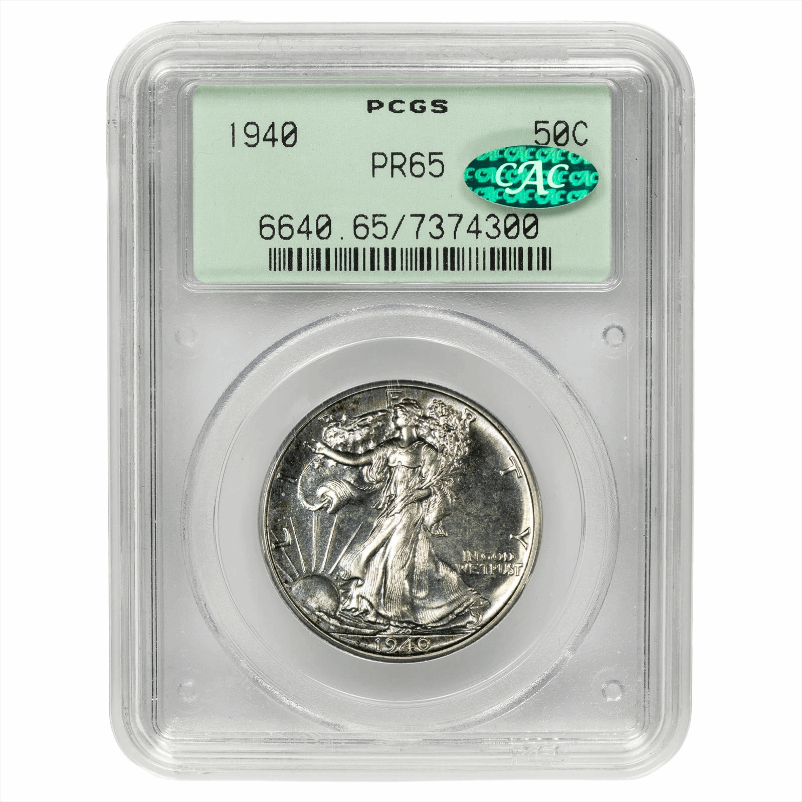1940 Walking Liberty Half Dollar 50C PCGS PR 65 CAC