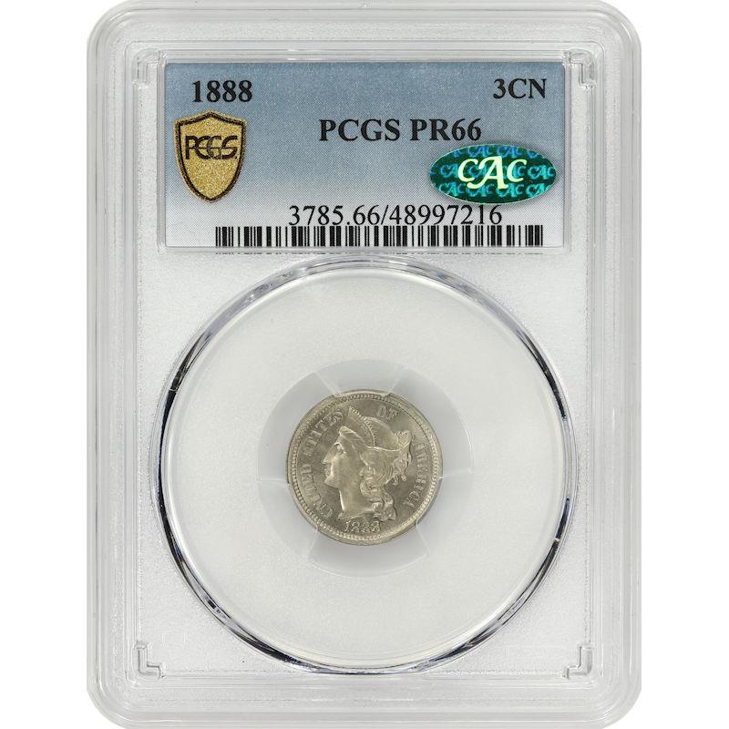 1888 Three Cent Nickel 3CN, PCGS PR 66 CAC - Attractive