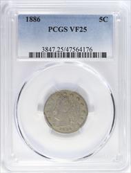 1886 5C PCGS VF-25