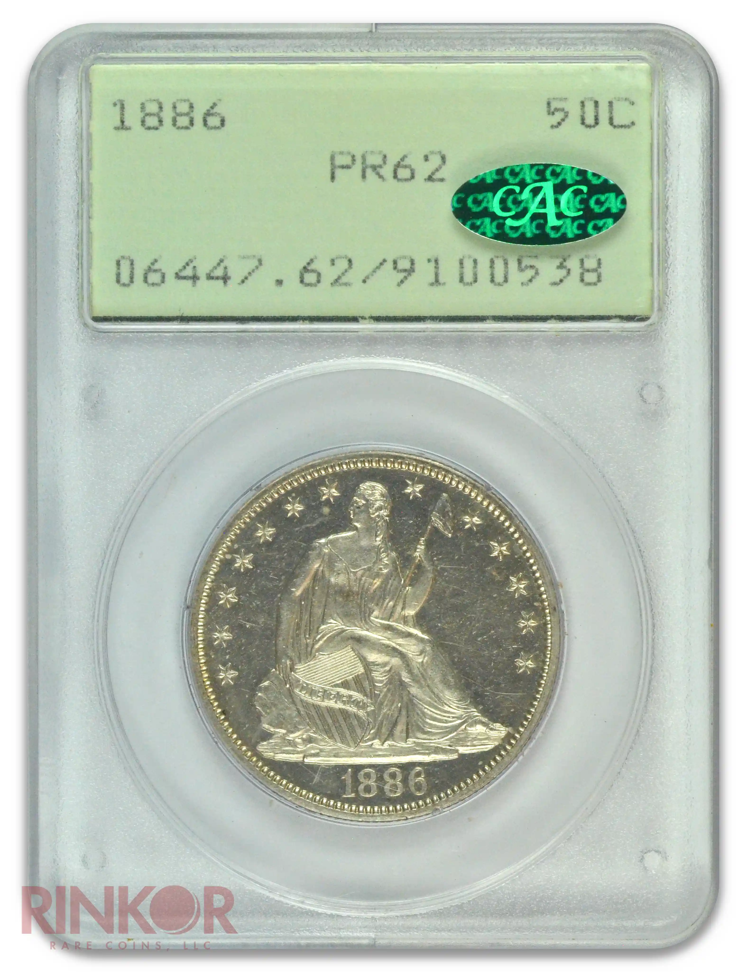 1886 Seated Liberty Half Dollar PCGS PR 62 CAC