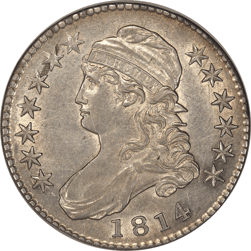 1814 Capped Bust Half Dollar, 50c  Circulated, Almost Uncirculated