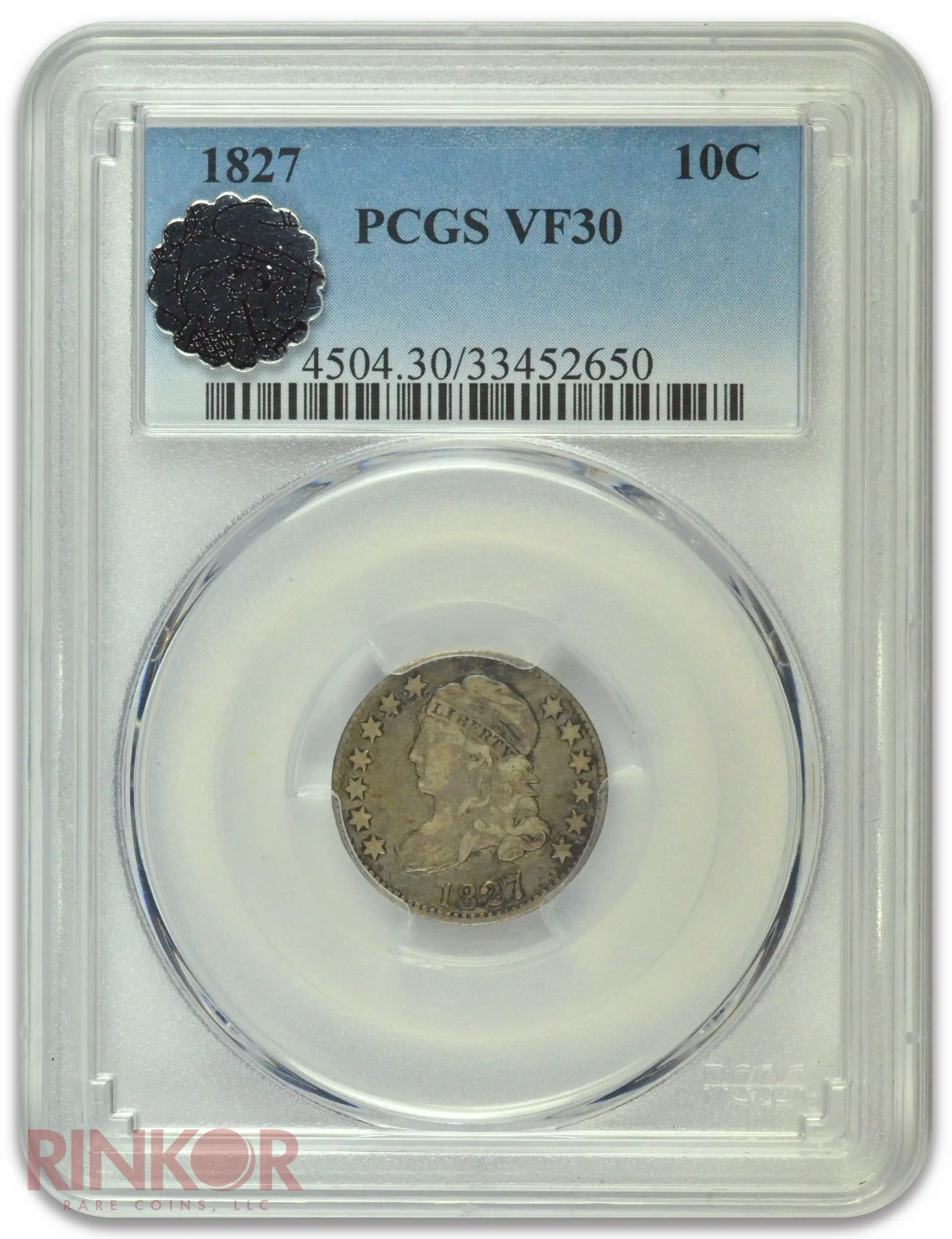 1827 Capped Bust Dime PCGS VF-30