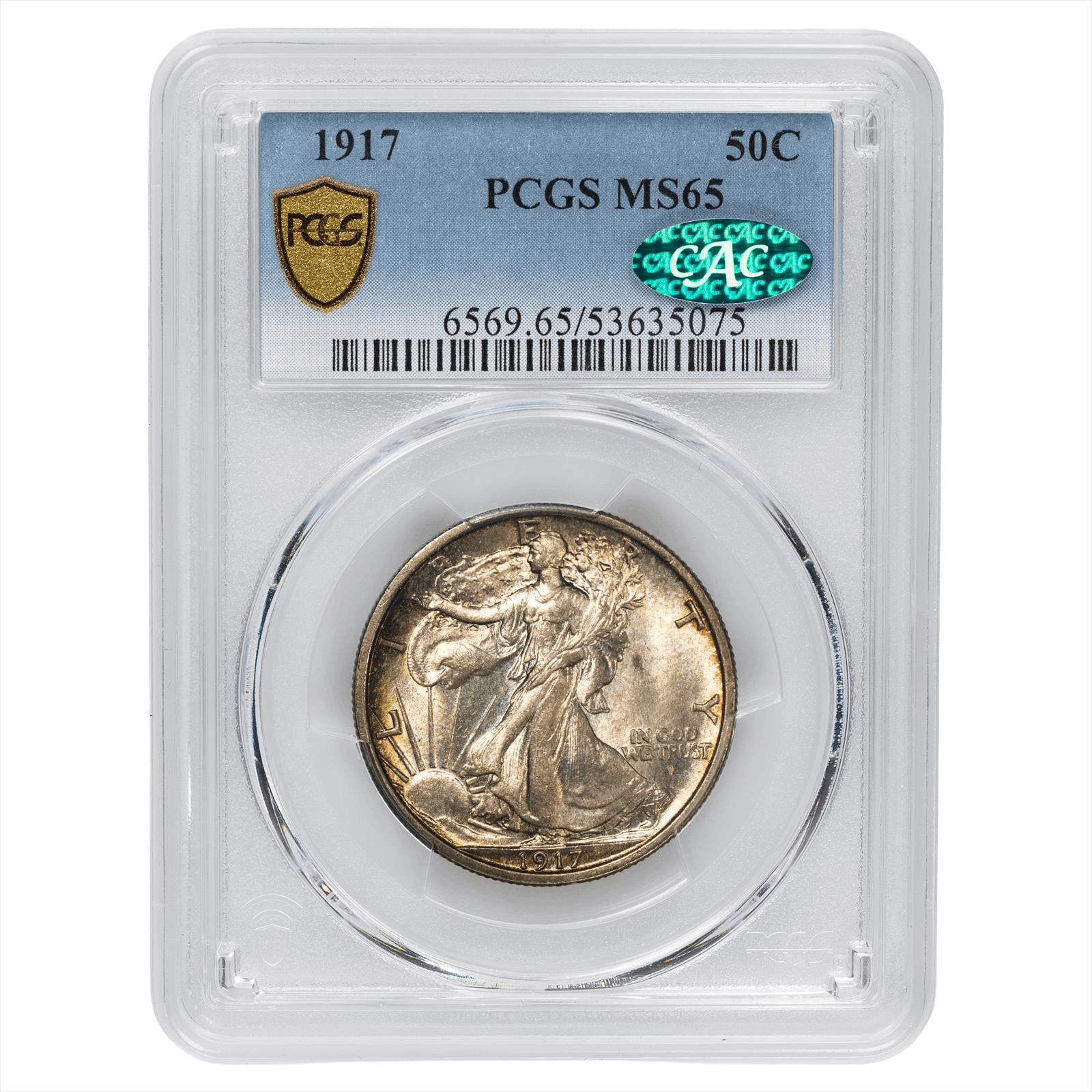 1917 Walking Liberty Half Dollar 50C PCGS MS 65 CAC