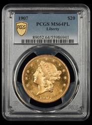 1907 $20 Gold Liberty PCGS MS64PL
