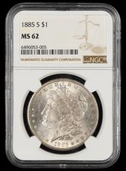 1885 S $1 NGC MS 62