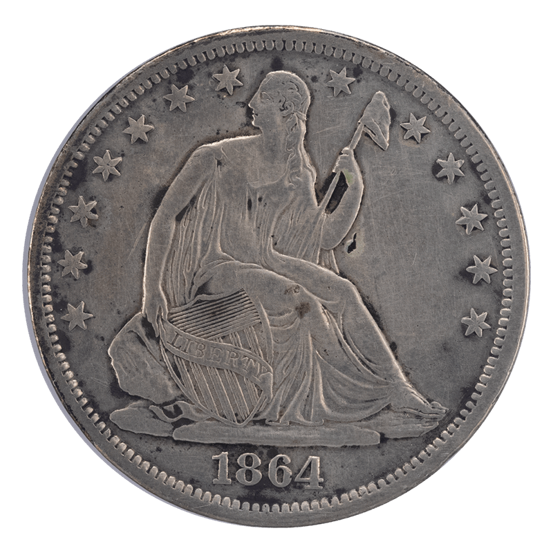 1864-S Seated Liberty Half Dollar, Raw  Circulated, Extremely Fine - Better Civil War Date