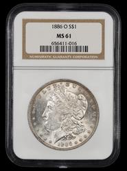 1886 O $1 NGC MS61