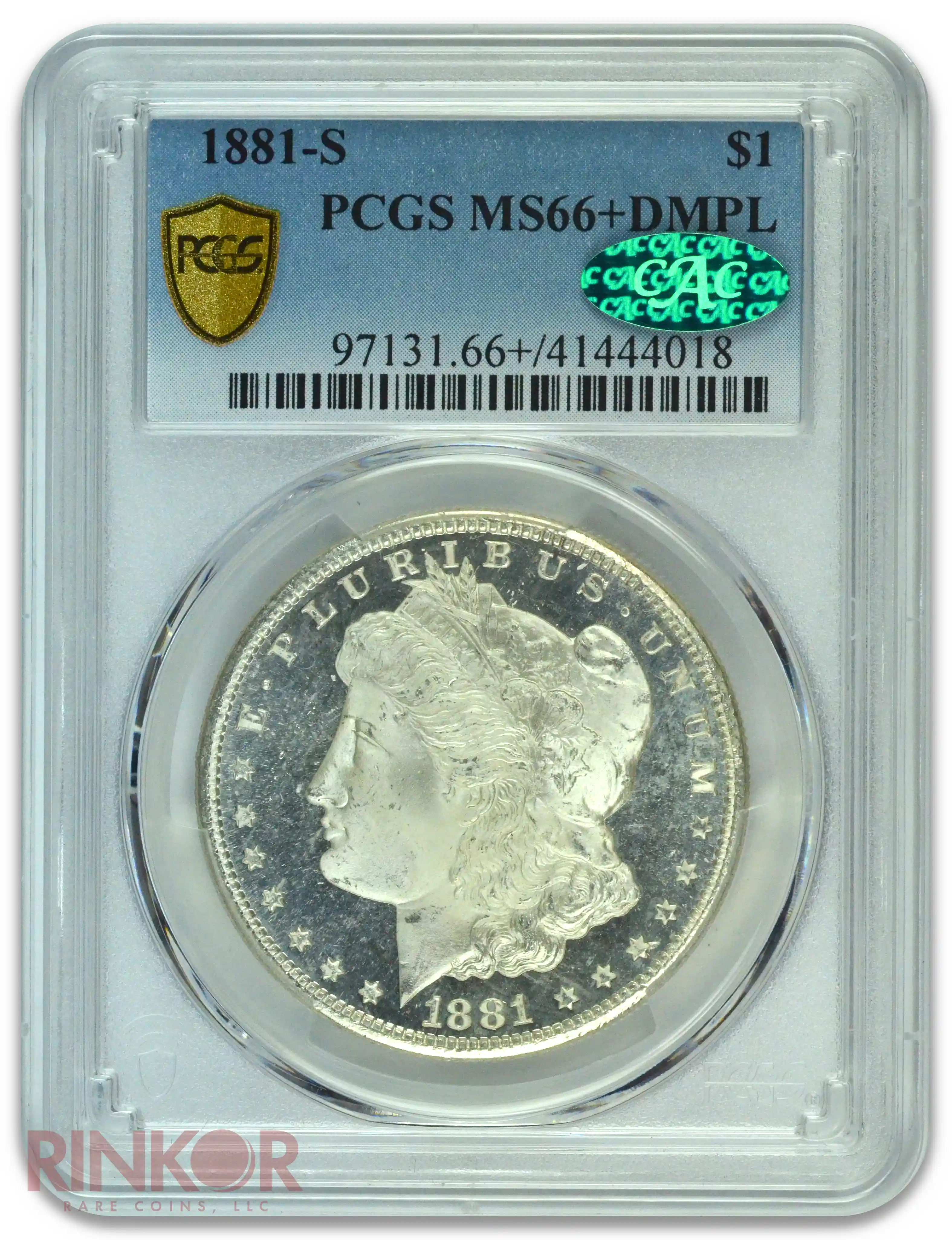 1881-S $1 Morgan Dollar PCGS MS 66+ DMPL CAC