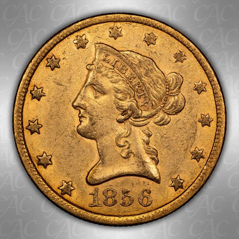 1856 $10 CACG AU-53