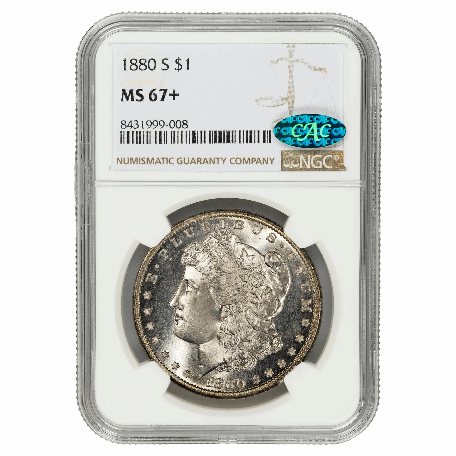1880-S Morgan Silver Dollar $1 NGC MS 67+ CAC
