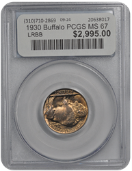 1930 Buffalo PCGS MS 67 