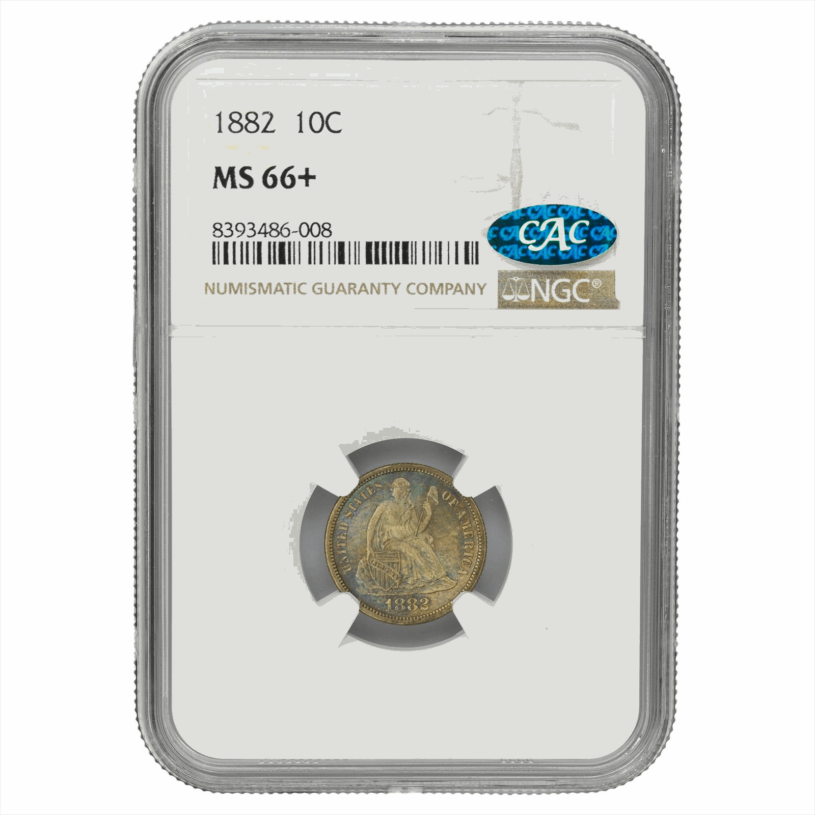 1882 Seated Liberty Dime 10C NGC MS 66+ CAC