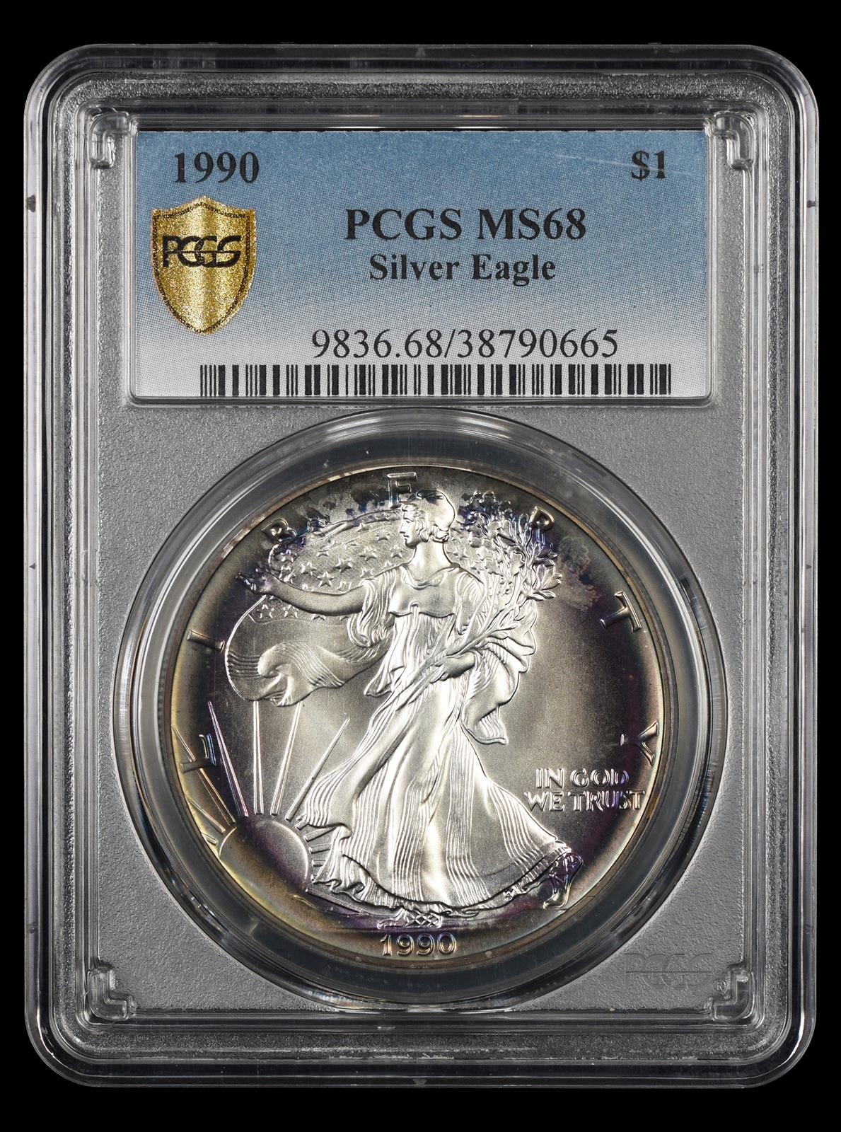 1990 $1 Silver Eagle PCGS MS68