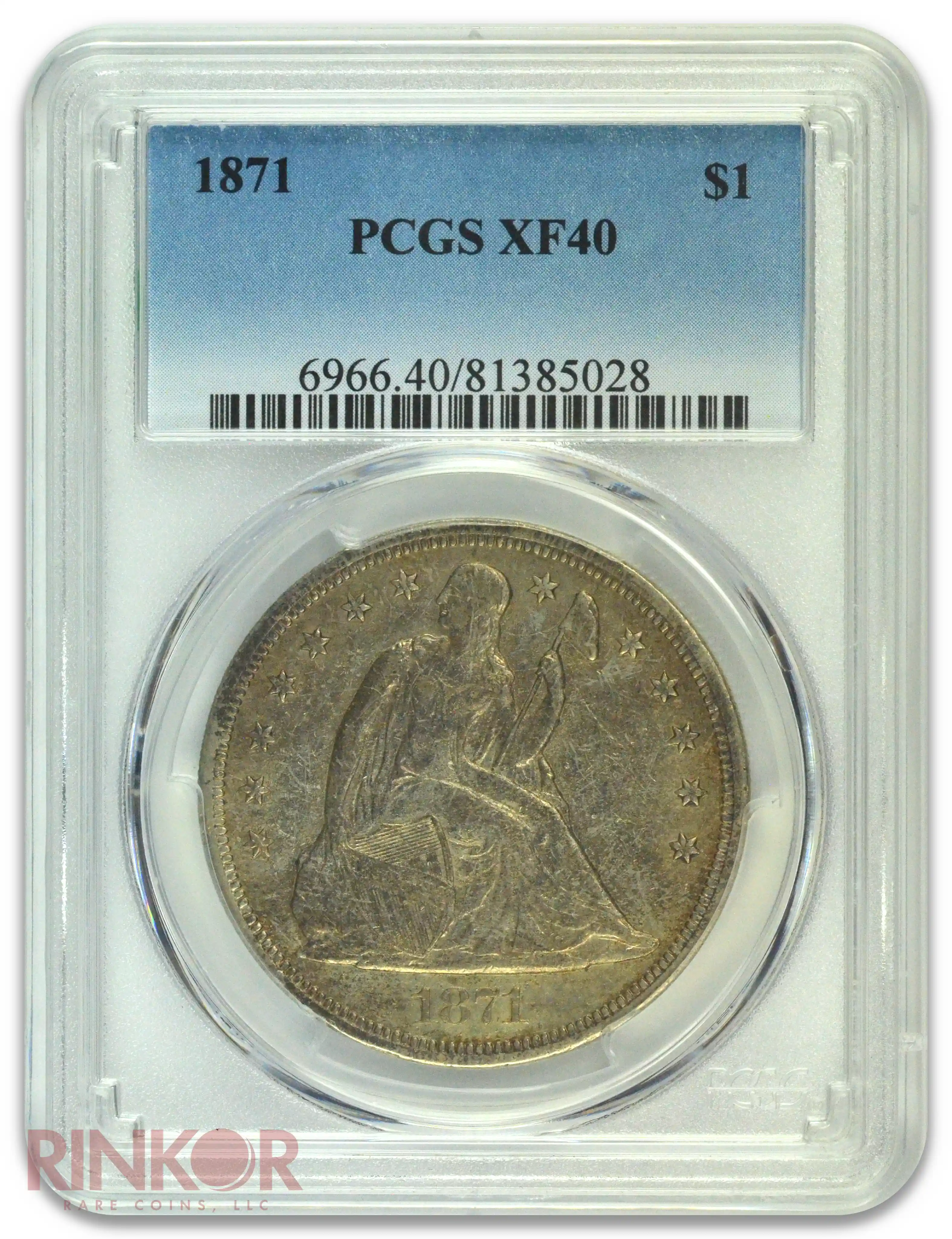 1871 $1 Seated Dollar PCGS XF-40