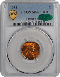 1933 Lincoln PCGS (CAC) RD 67+ 