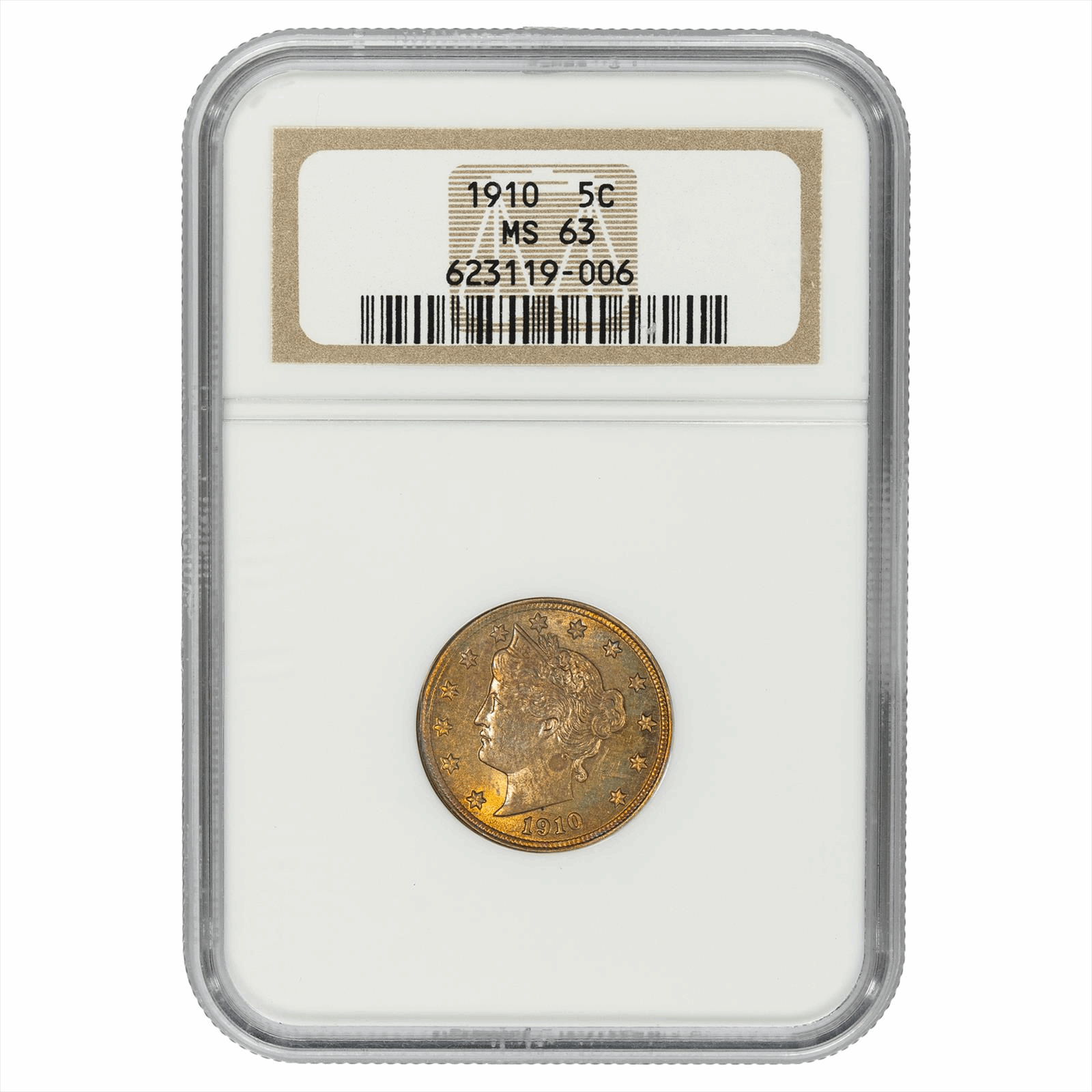 1910 Liberty V Nickel 5C NGC MS 63