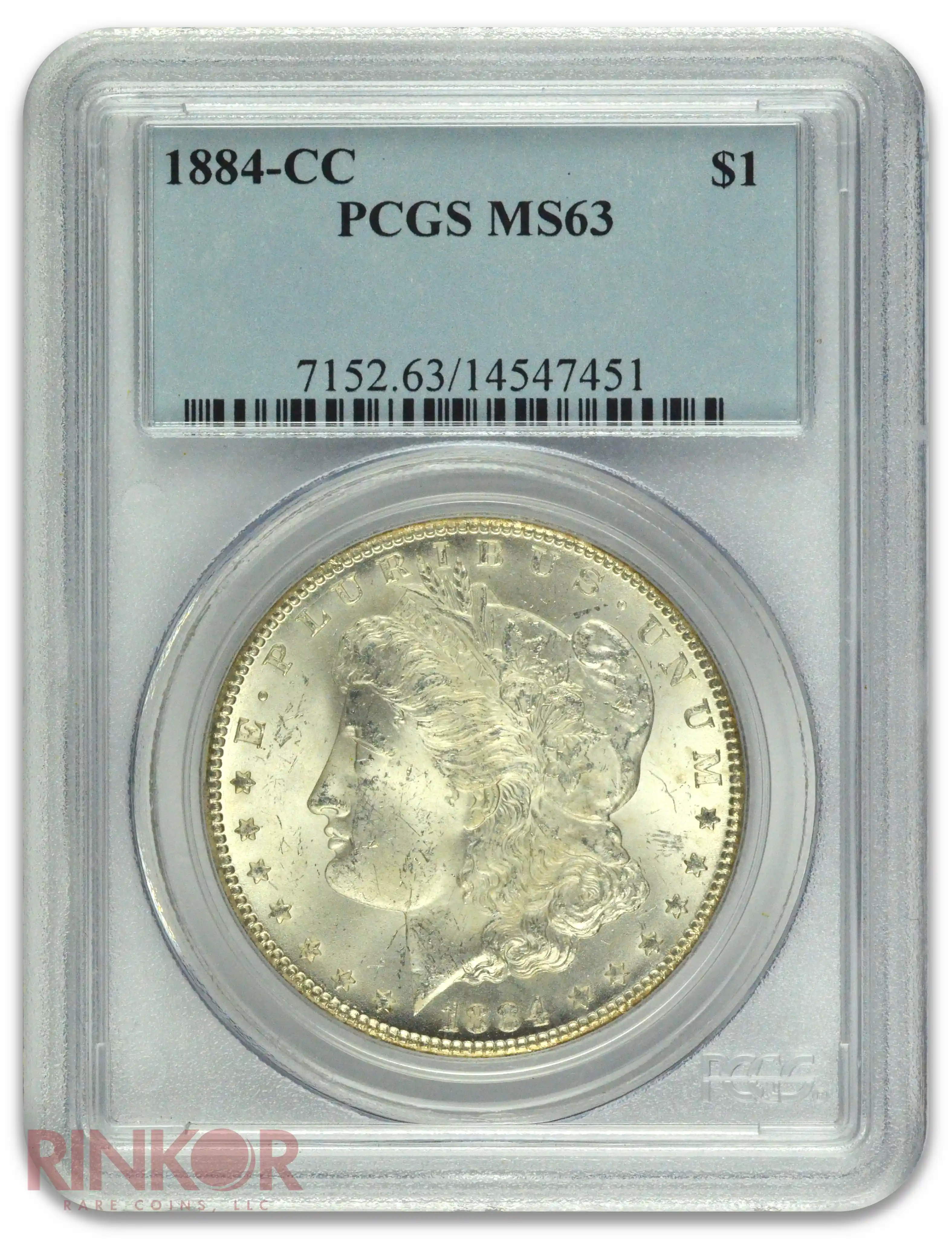 1884-CC $1 Morgan Dollar PCGS MS 63