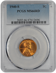 1940-S Lincoln PCGS RD 66