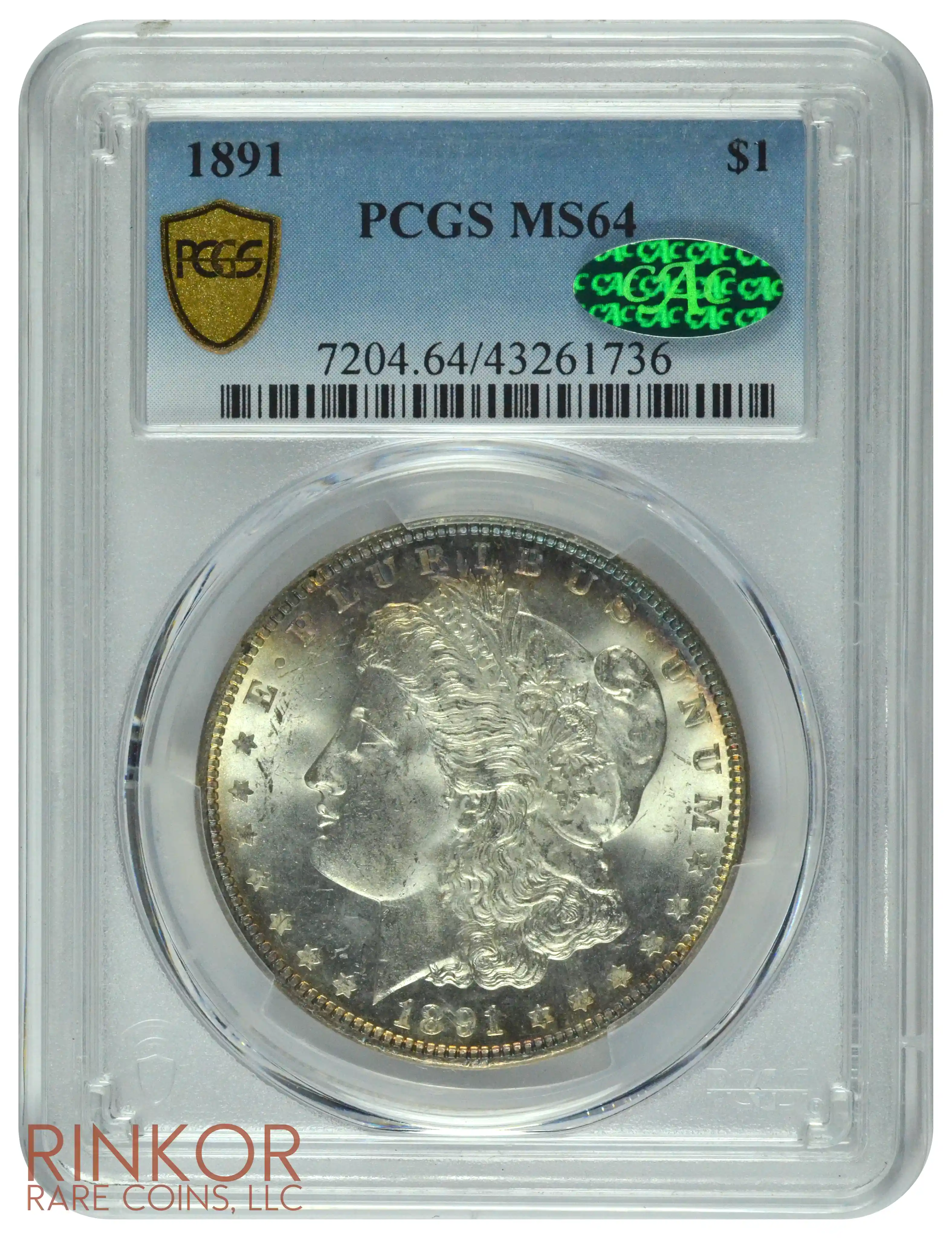 1891 $1 PCGS MS 64 CAC