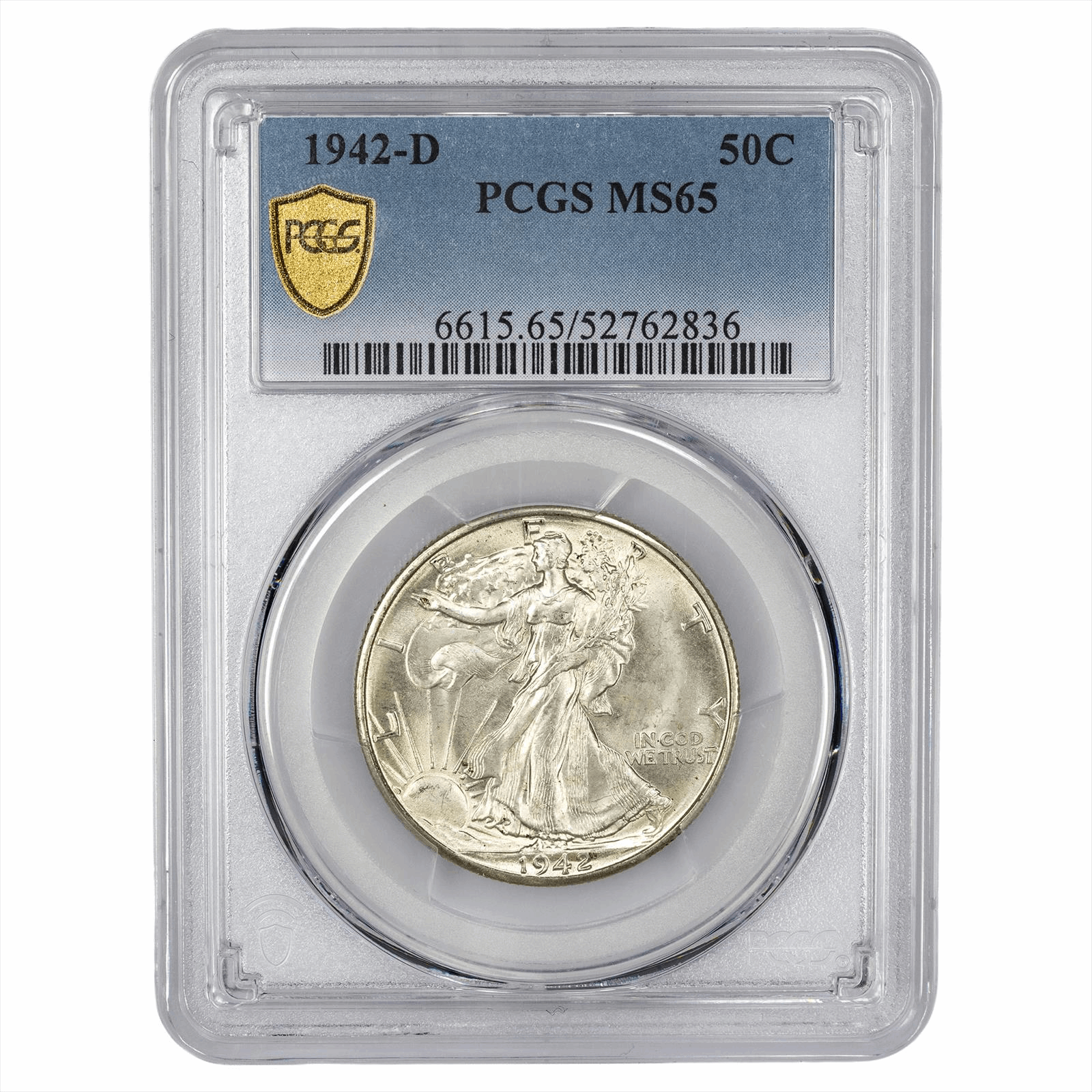 1942-D Walking Liberty Half Dollar 50C PCGS MS 65