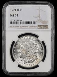 1921 D $1 NGC MS63 MS63