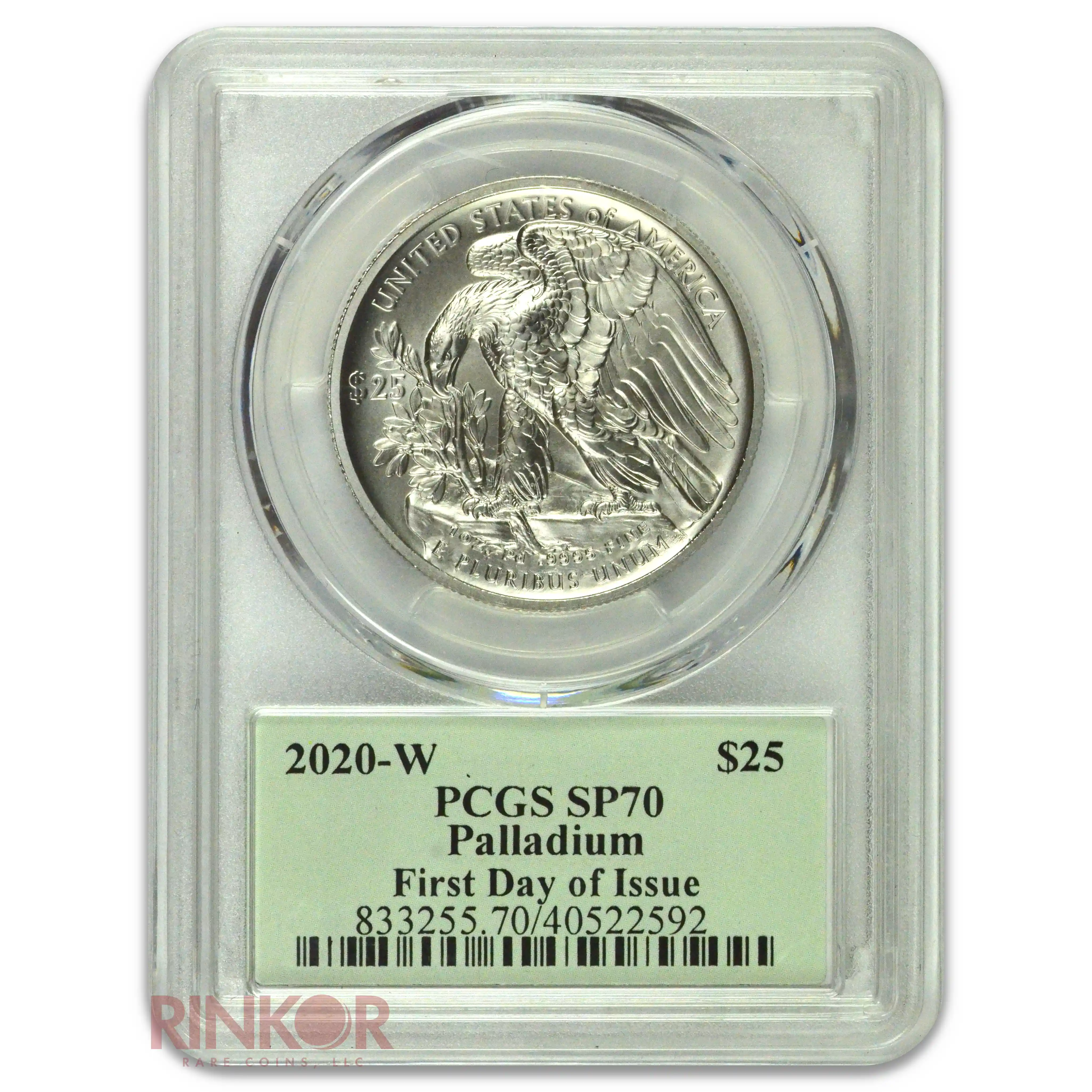 2020-W High Relief 1oz American Palladium Eagle FDOI Cleveland Minuteman PCGS SP 70