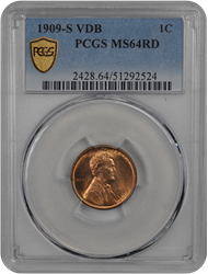 1909-S VDB Lincoln PCGS RD 64