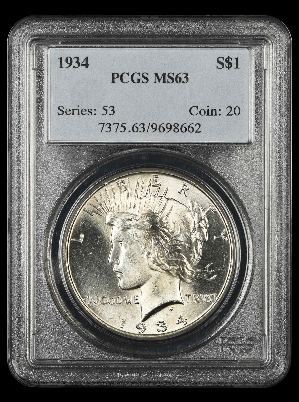 1934 $1 PCGS MS 63