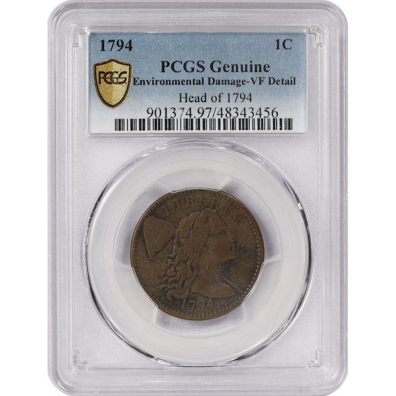 1794 1c Head of 1794 Liberty Cap Large Cent - PCGS VF Details - Nice Coin!