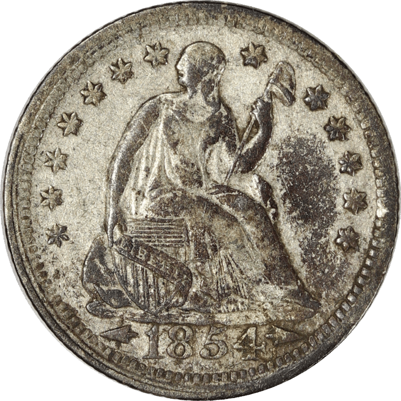 1854 with Arrows Liberty Seated Half Dime 1/2 10c, Circulated, Very Fine