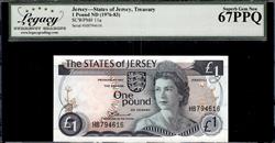 States of Jersey Treasury 1 Pound ND ( 1976-83) SCWPM#11a Superb Gem New 67PPQ 
