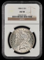 1884 S $1 NGC  AU58