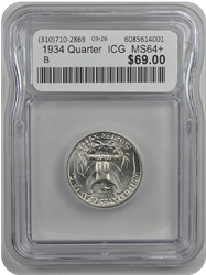1934 Quarter  ICG  MS64+