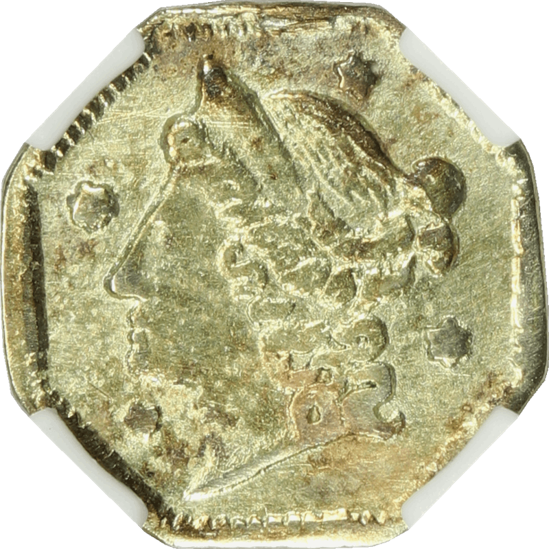 1854 Octag Liberty G25C BG-104 Mount Removed, NGC AU Details